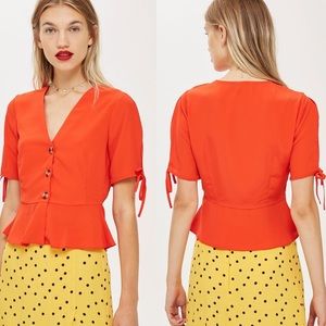 Red Button Down Blouse